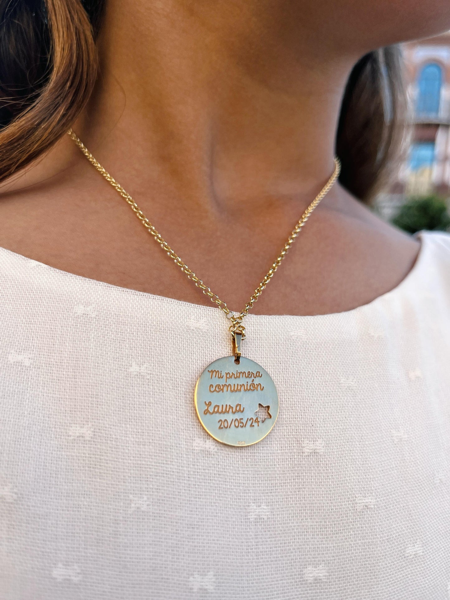 Colgante Angelito Comunión en Plata de Ley 925 y baño Oro rosa 18k