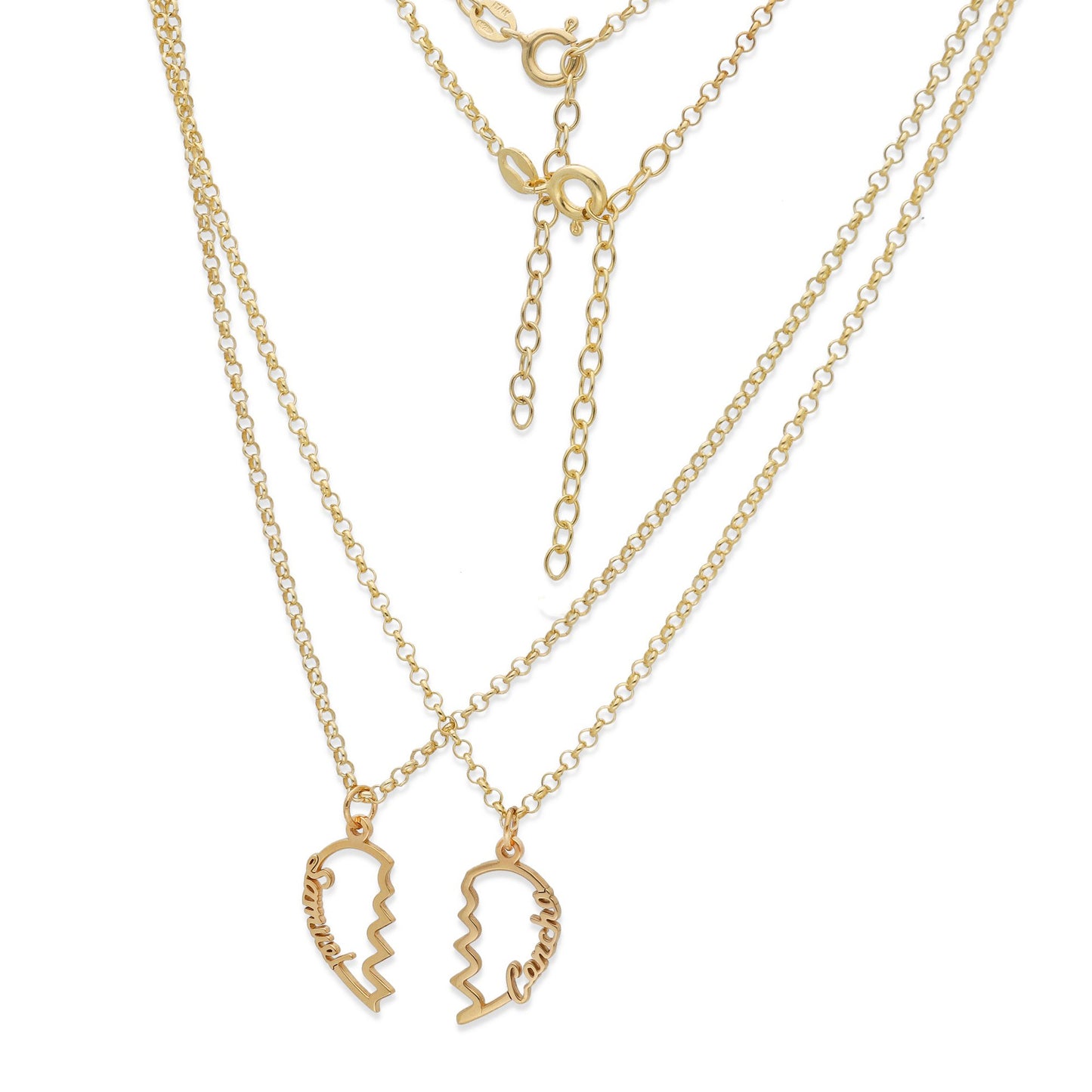 Colgante Doble Corazón Adore en Plata de Ley 925 y baño Oro 18k