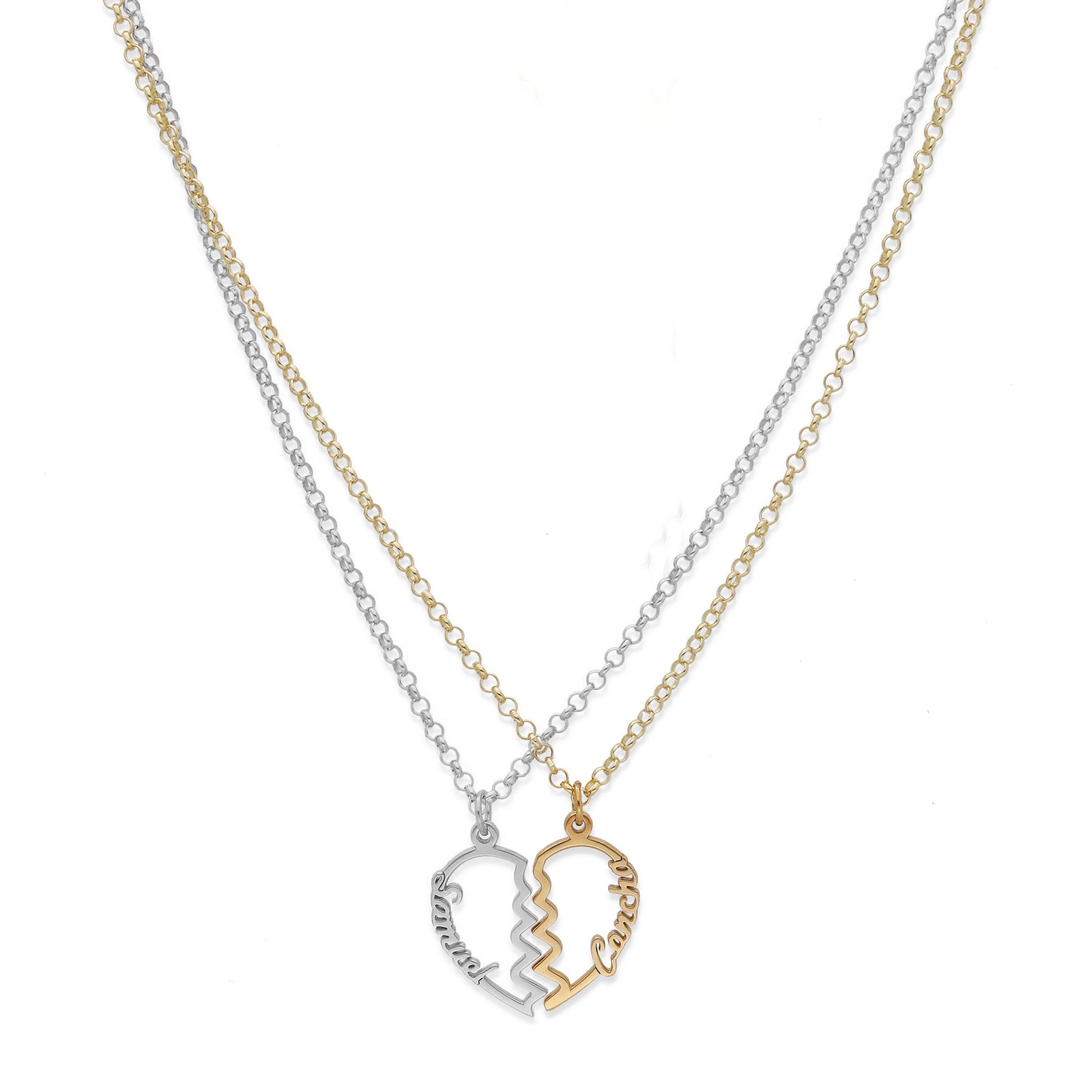 Colgante Doble Corazón Adore en Plata de Ley 925 y baño Oro 18k