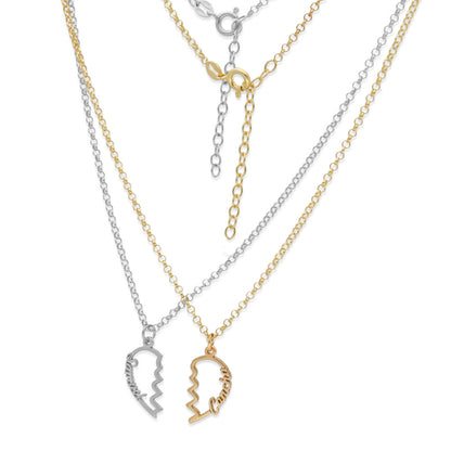 Colgante Doble Corazón Adore en Plata de Ley 925 y baño Oro 18k