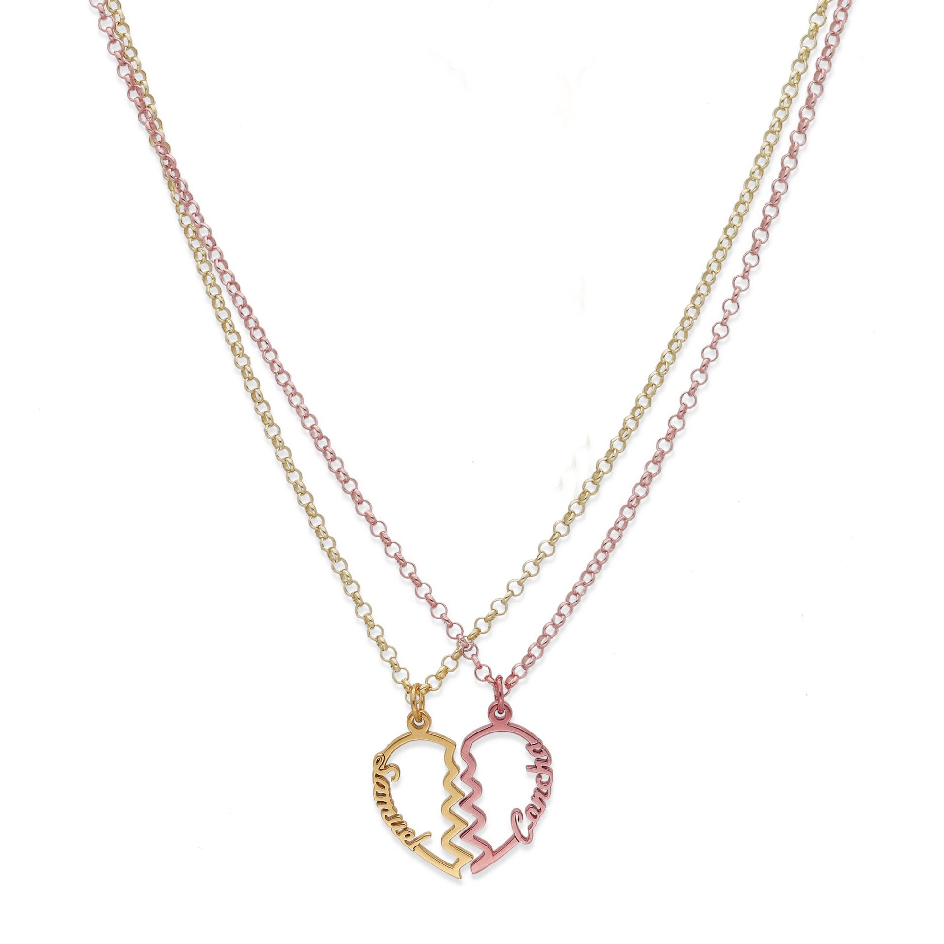 Colgante Doble Corazón Adore en Plata de Ley 925 y baño Oro 18k
