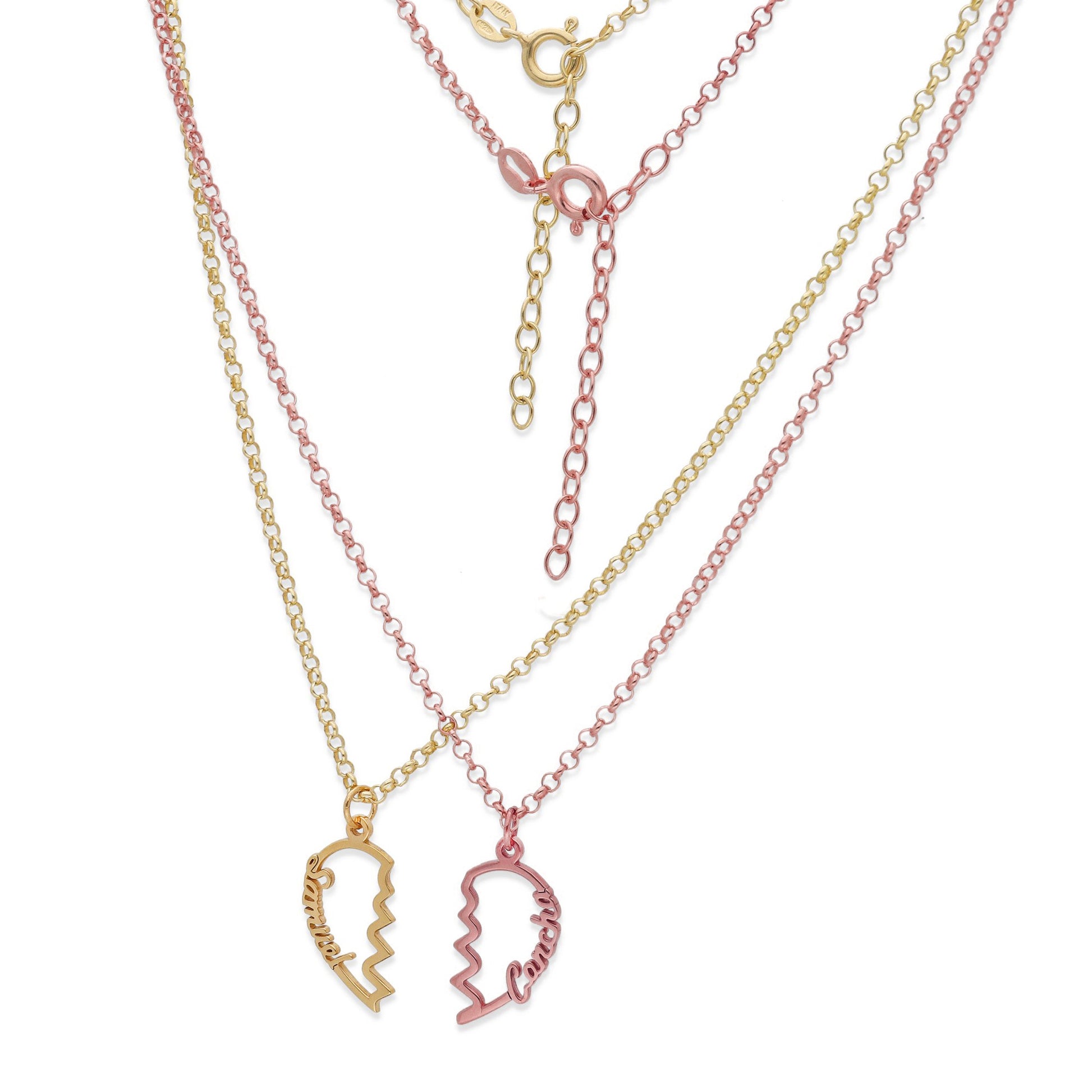 Colgante Doble Corazón Adore en Plata de Ley 925 y baño Oro 18k