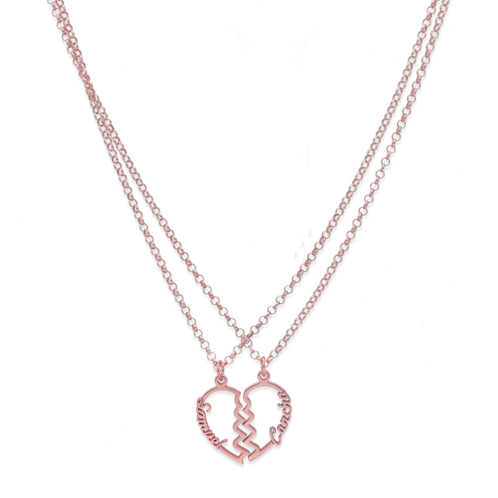Colgante Doble Corazón Adore en Plata de Ley 925 y baño Oro rosa 18k