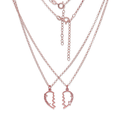Colgante Doble Corazón Adore en Plata de Ley 925 y baño Oro rosa 18k