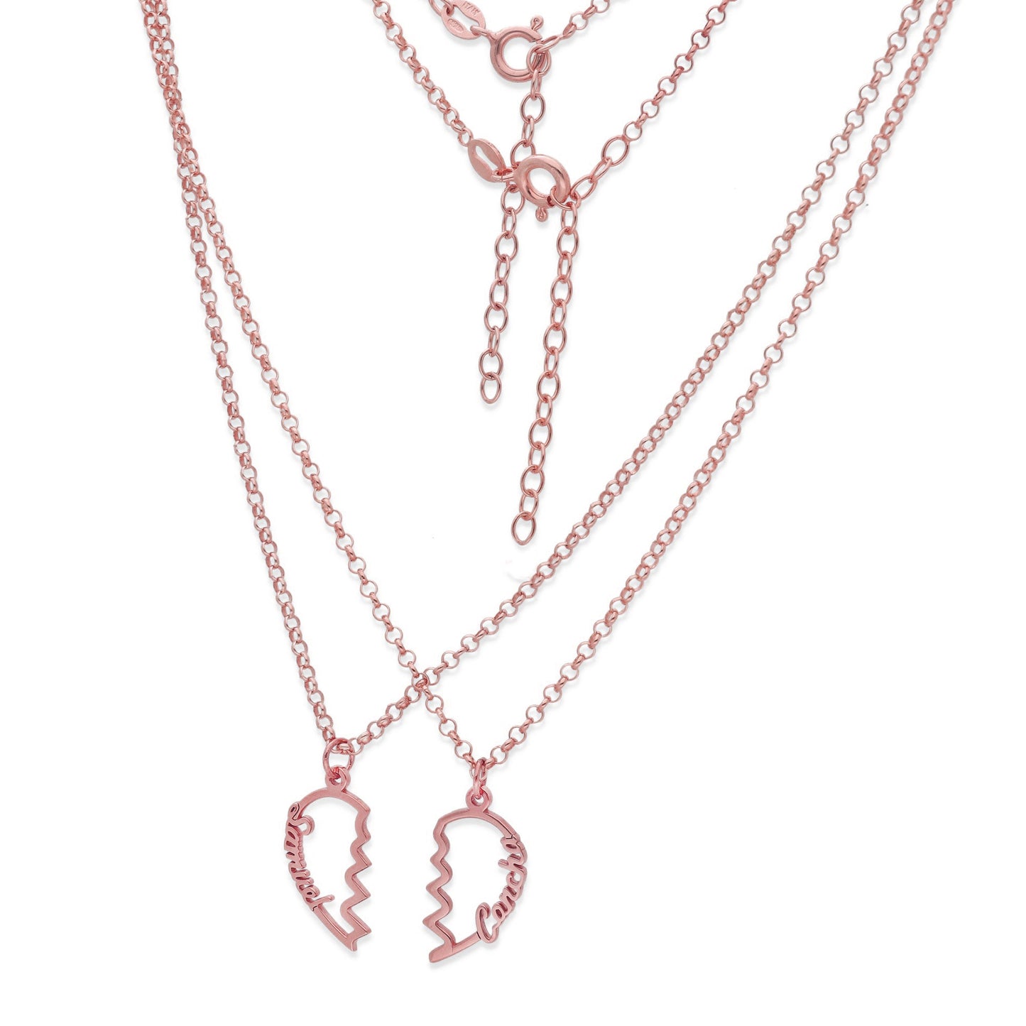 Colgante Doble Corazón Adore en Plata de Ley 925 y baño Oro rosa 18k