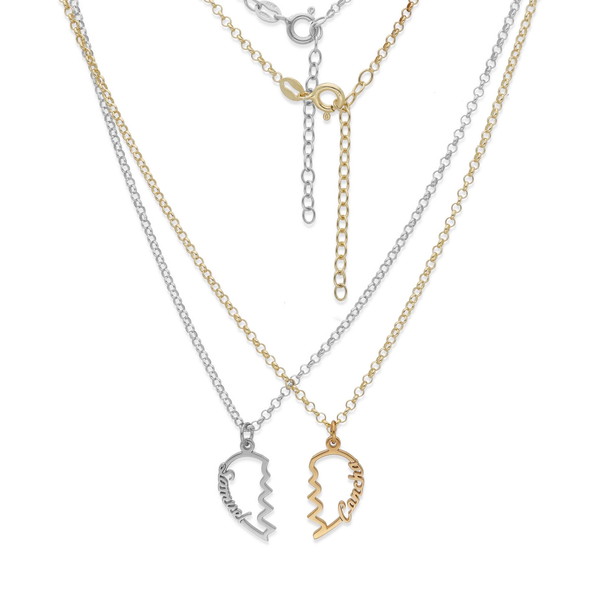 Colgante Doble Corazón Adore en Plata de Ley 925 y baño Oro rosa 18k