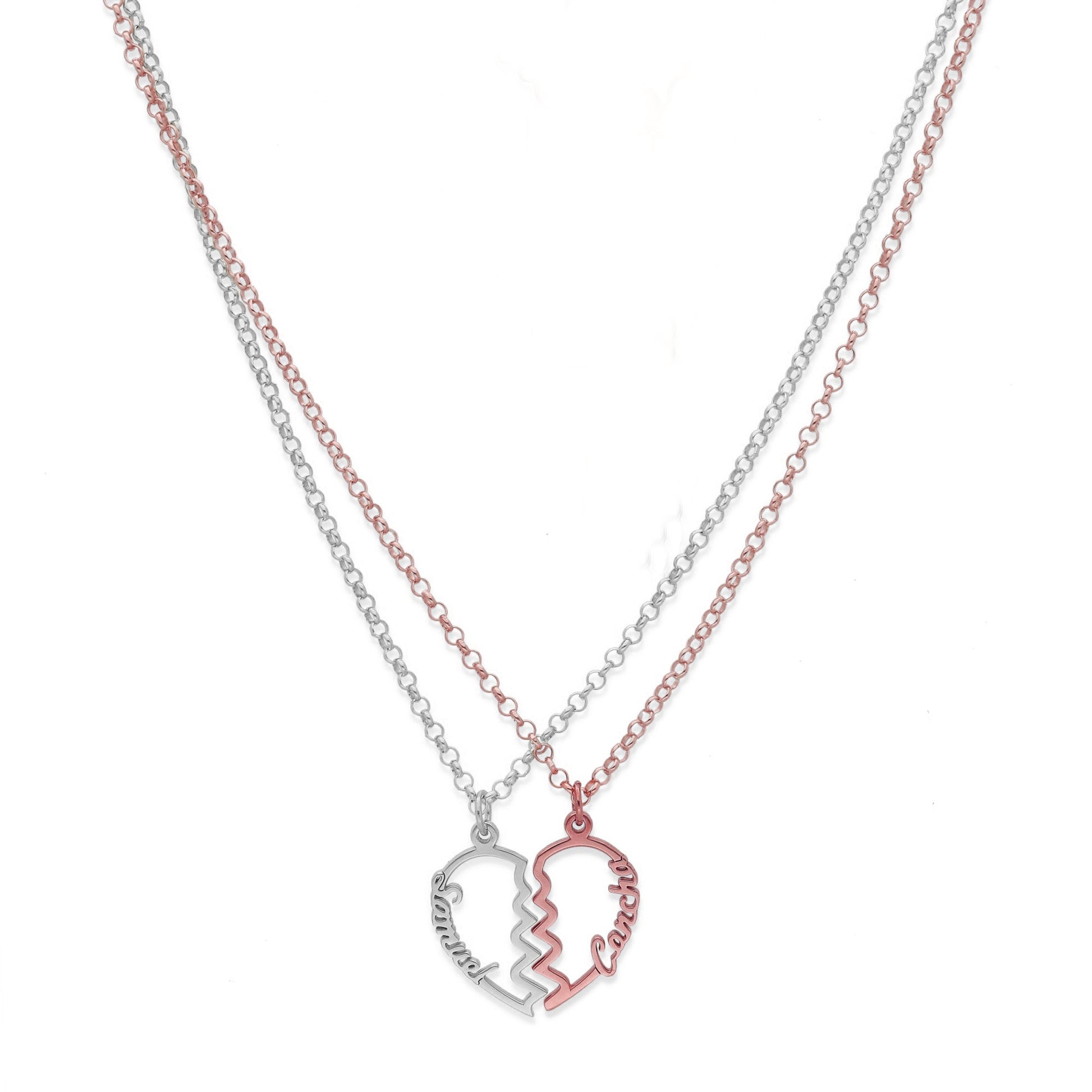 Colgante Doble Corazón Adore en Plata de Ley 925 y baño Oro rosa 18k