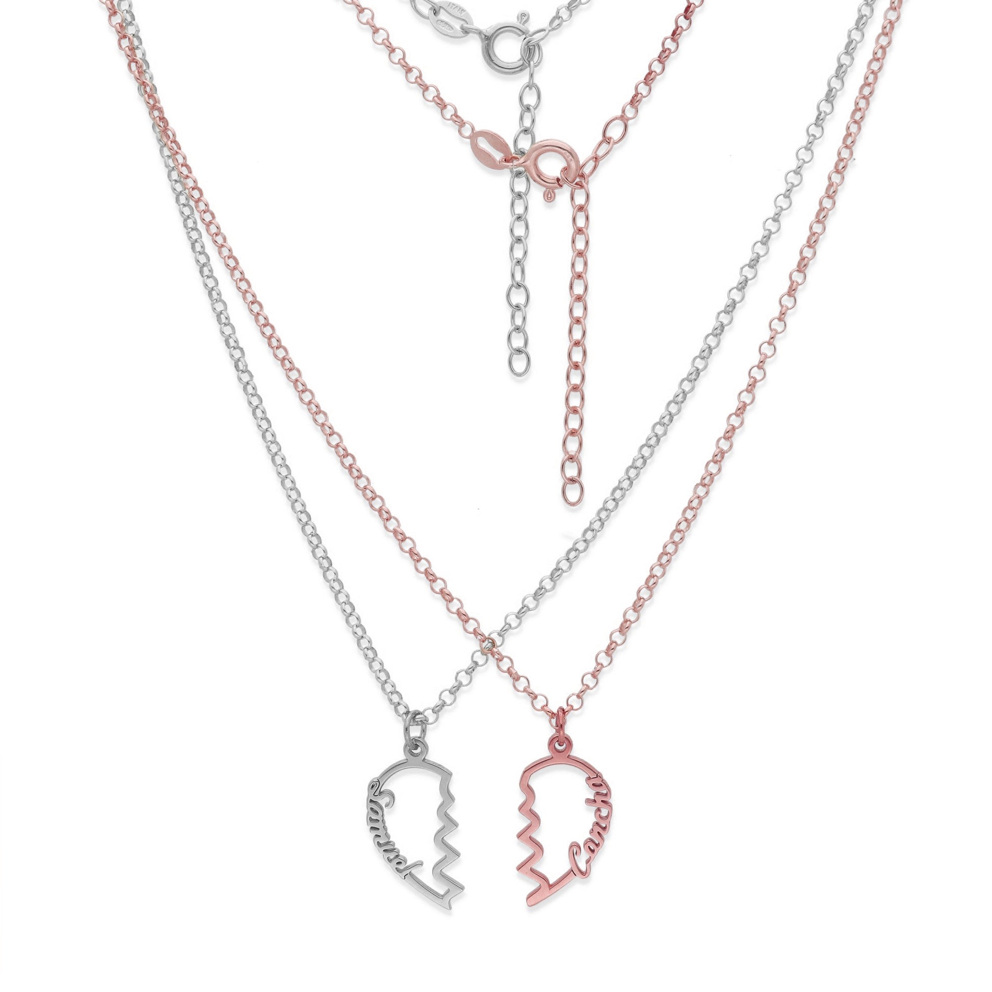 Colgante Doble Corazón Adore en Plata de Ley 925 y baño Oro rosa 18k