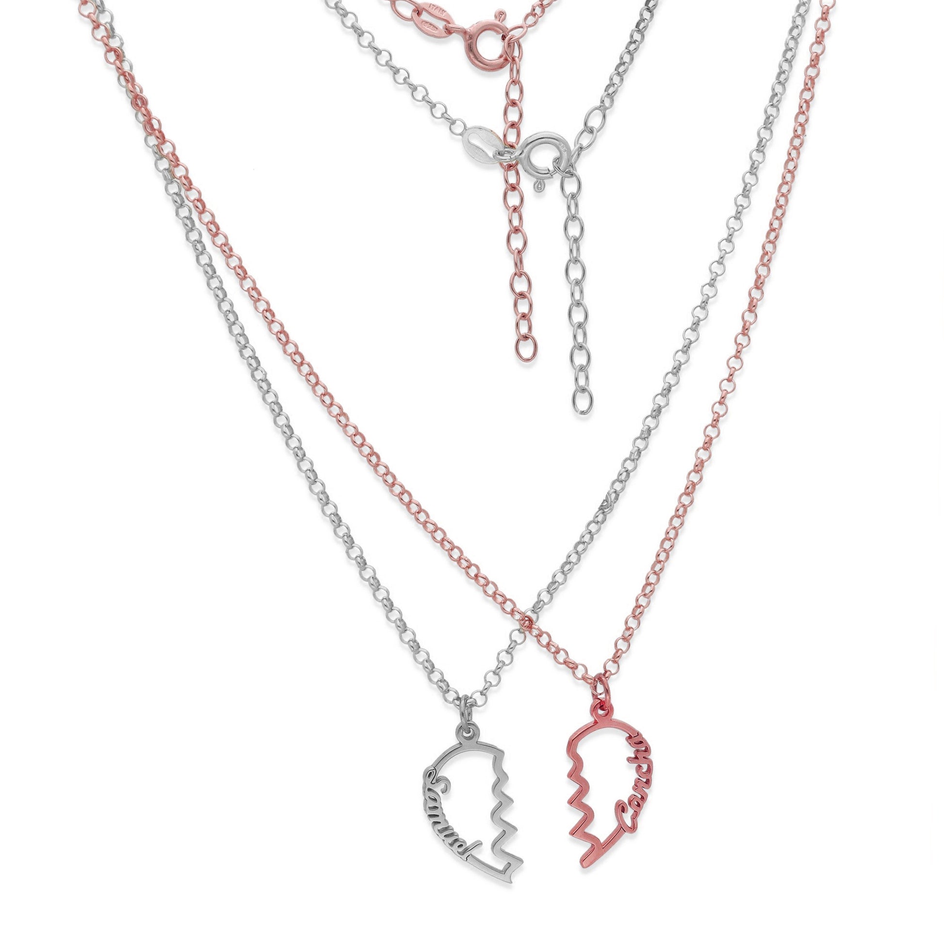 Colgante Doble Corazón Adore en Plata de Ley 925 y baño Oro rosa 18k