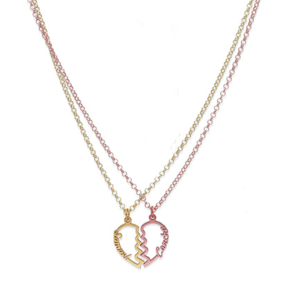 Colgante Doble Corazón Adore en Plata de Ley 925 y baño Oro rosa 18k