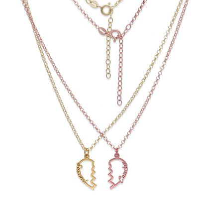 Colgante Doble Corazón Adore en Plata de Ley 925 y baño Oro rosa 18k