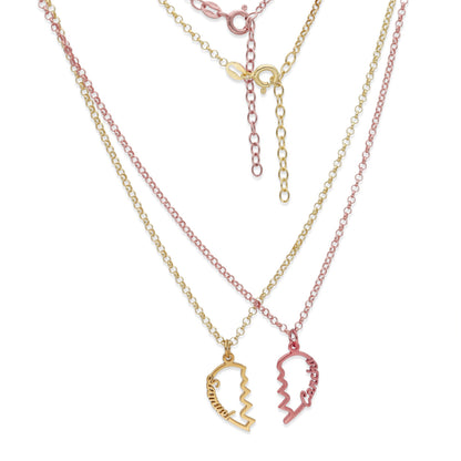 Colgante Doble Corazón Adore en Plata de Ley 925 y baño Oro rosa 18k