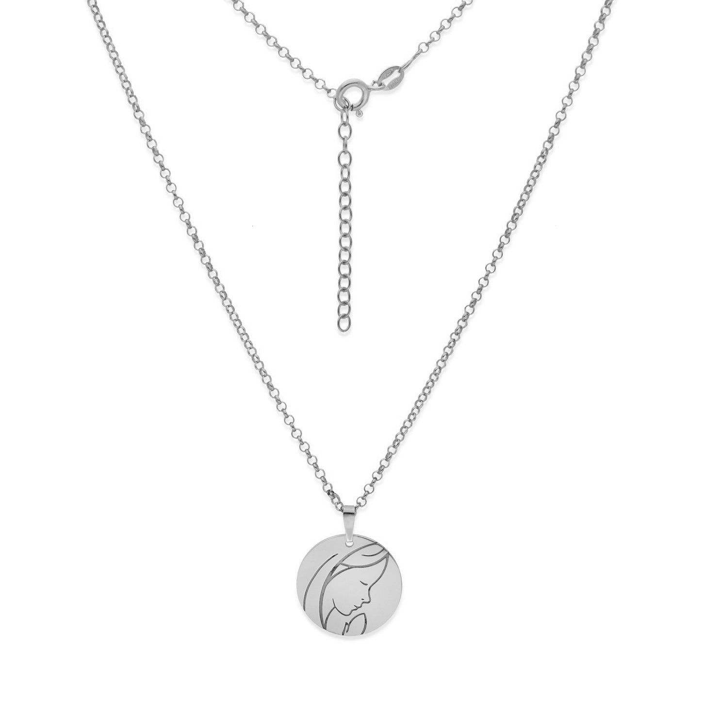 Colgante Medalla Virgen Comunión en Plata de Ley 925