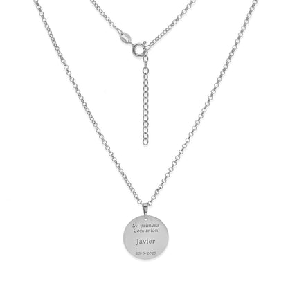 Colgante Medalla Virgen Comunión en Plata de Ley 925