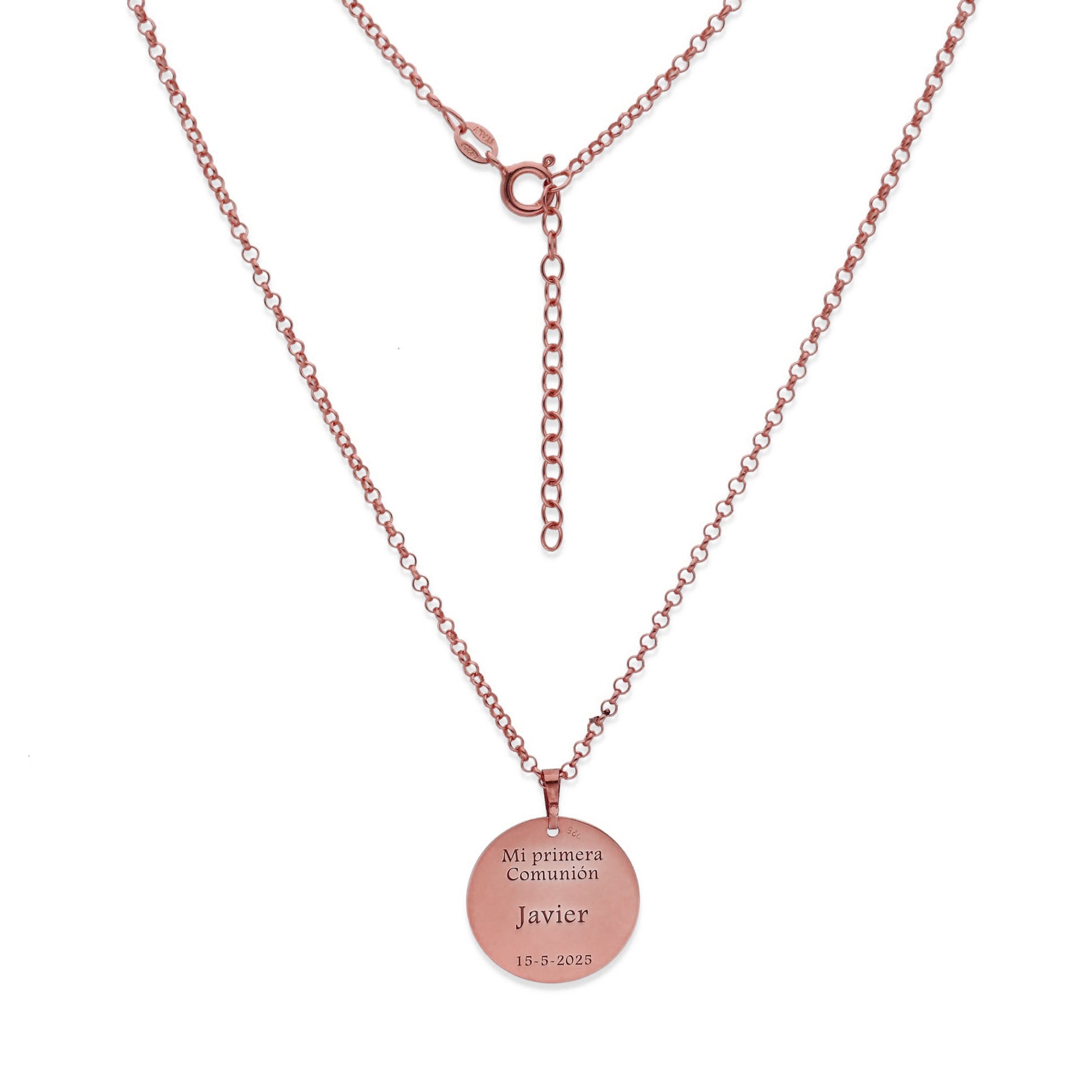 Colgante Medalla Virgen Comunión en Plata de Ley 925