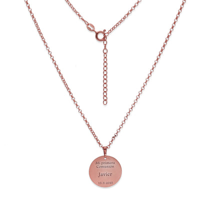 Colgante Medalla Virgen Comunión en Plata de Ley 925