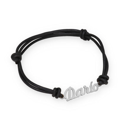 Pulsera Nombre Personalizado en Plata de Ley 925 y Cuero