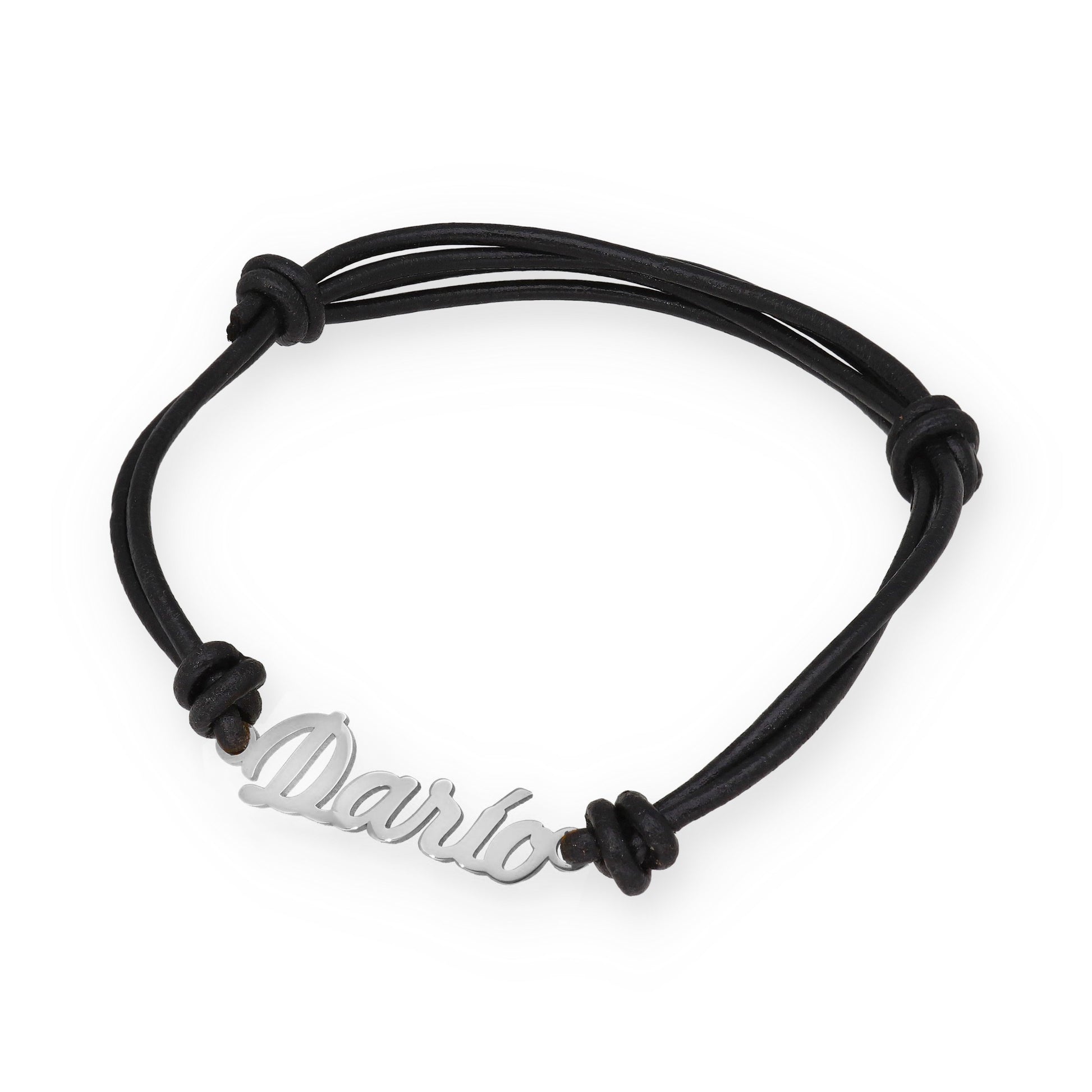 Pulsera Nombre Personalizado en Plata de Ley 925 y Cuero