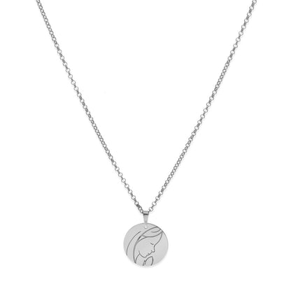 Colgante Medalla Virgen Comunión en Plata de Ley 925 y baño Oro rosa 18k