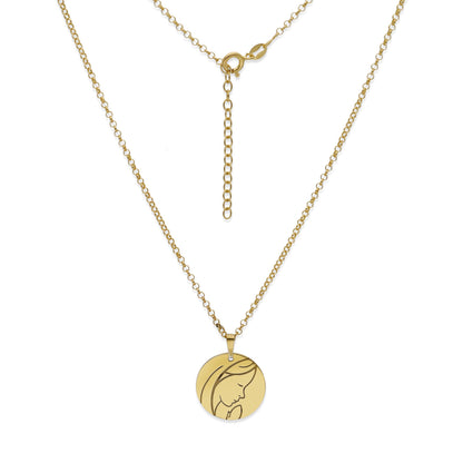 Colgante Medalla Virgen Comunión en Plata de Ley 925 y baño Oro rosa 18k