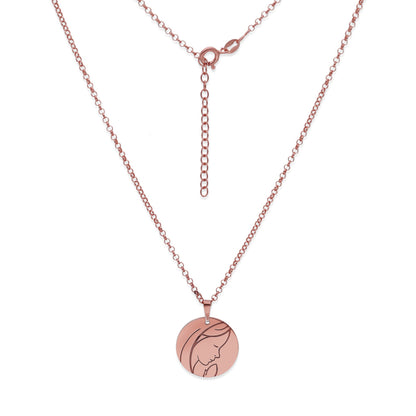 Colgante Medalla Virgen Comunión en Plata de Ley 925 y baño Oro rosa 18k