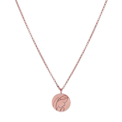 Colgante Medalla Virgen Comunión en Plata de Ley 925 y baño Oro rosa 18k