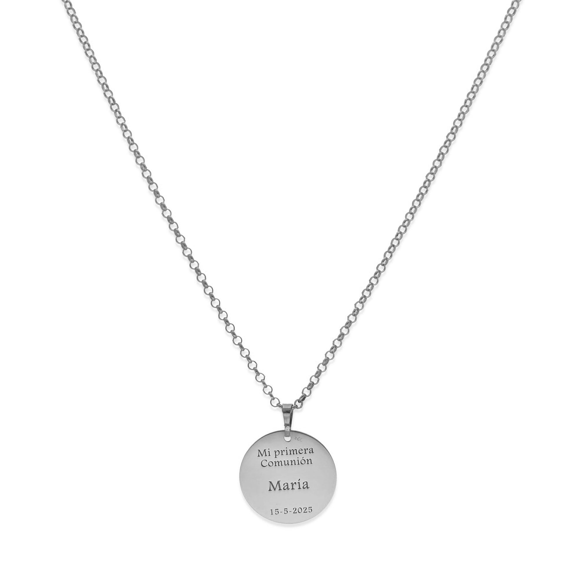 Colgante Medalla Ángel Comunión en Plata de Ley 925