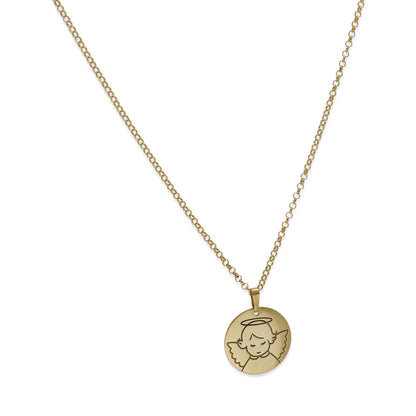 Colgante Medalla Ángel Comunión en Plata de Ley 925