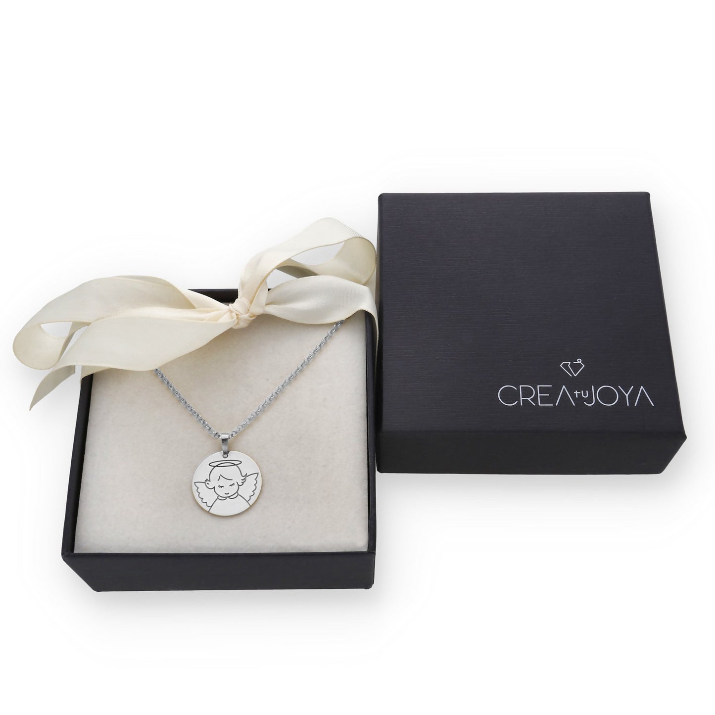 Colgante Medalla Ángel Comunión en Plata de Ley 925 y baño Oro 18k