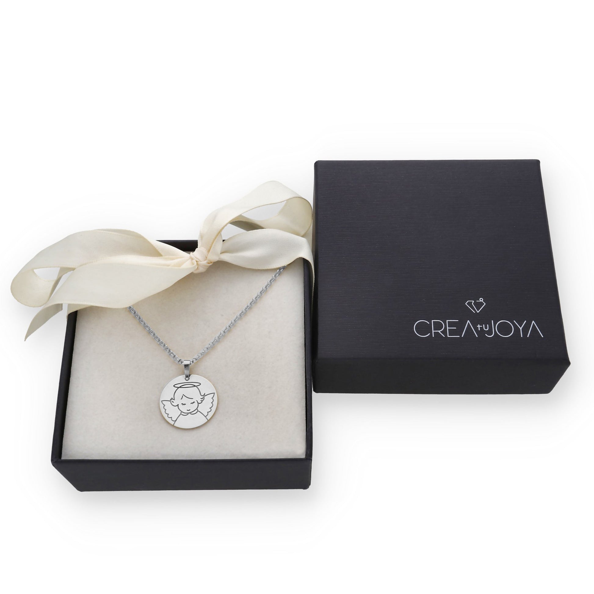 Colgante Medalla Ángel Comunión en Plata de Ley 925 y baño Oro 18k