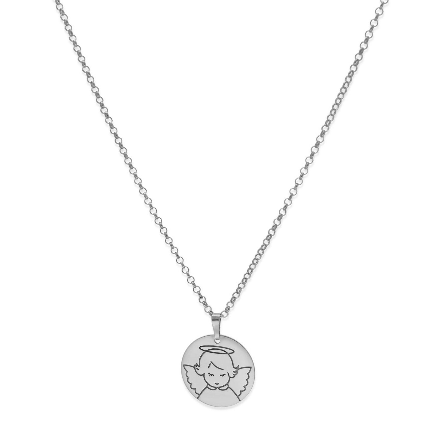 Colgante Medalla Ángel Comunión en Plata de Ley 925 y baño Oro 18k