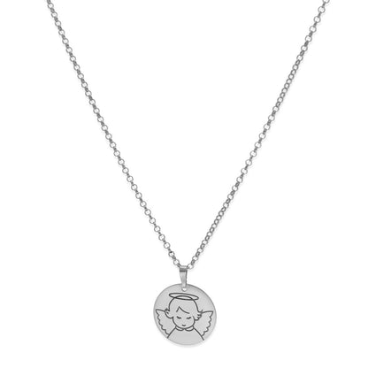 Colgante Medalla Ángel Comunión en Plata de Ley 925 y baño Oro 18k