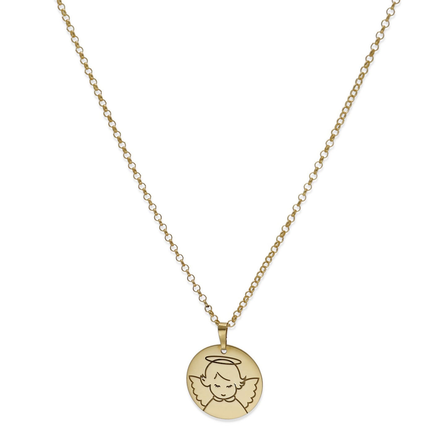 Colgante Medalla Ángel Comunión en Plata de Ley 925 y baño Oro 18k