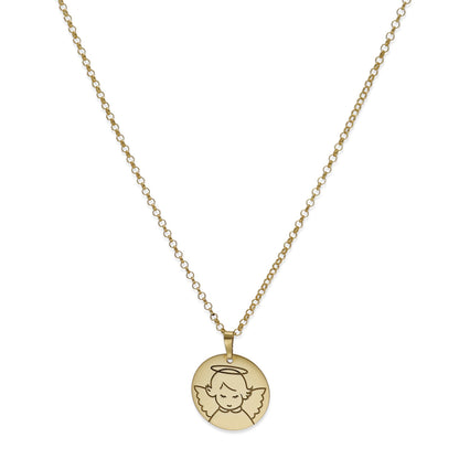 Colgante Medalla Ángel Comunión en Plata de Ley 925 y baño Oro 18k