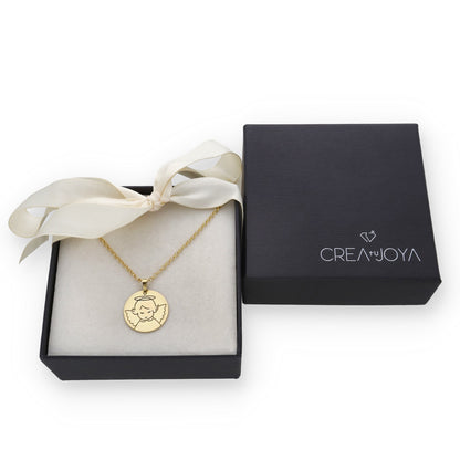 Colgante Medalla Ángel Comunión en Plata de Ley 925 y baño Oro 18k