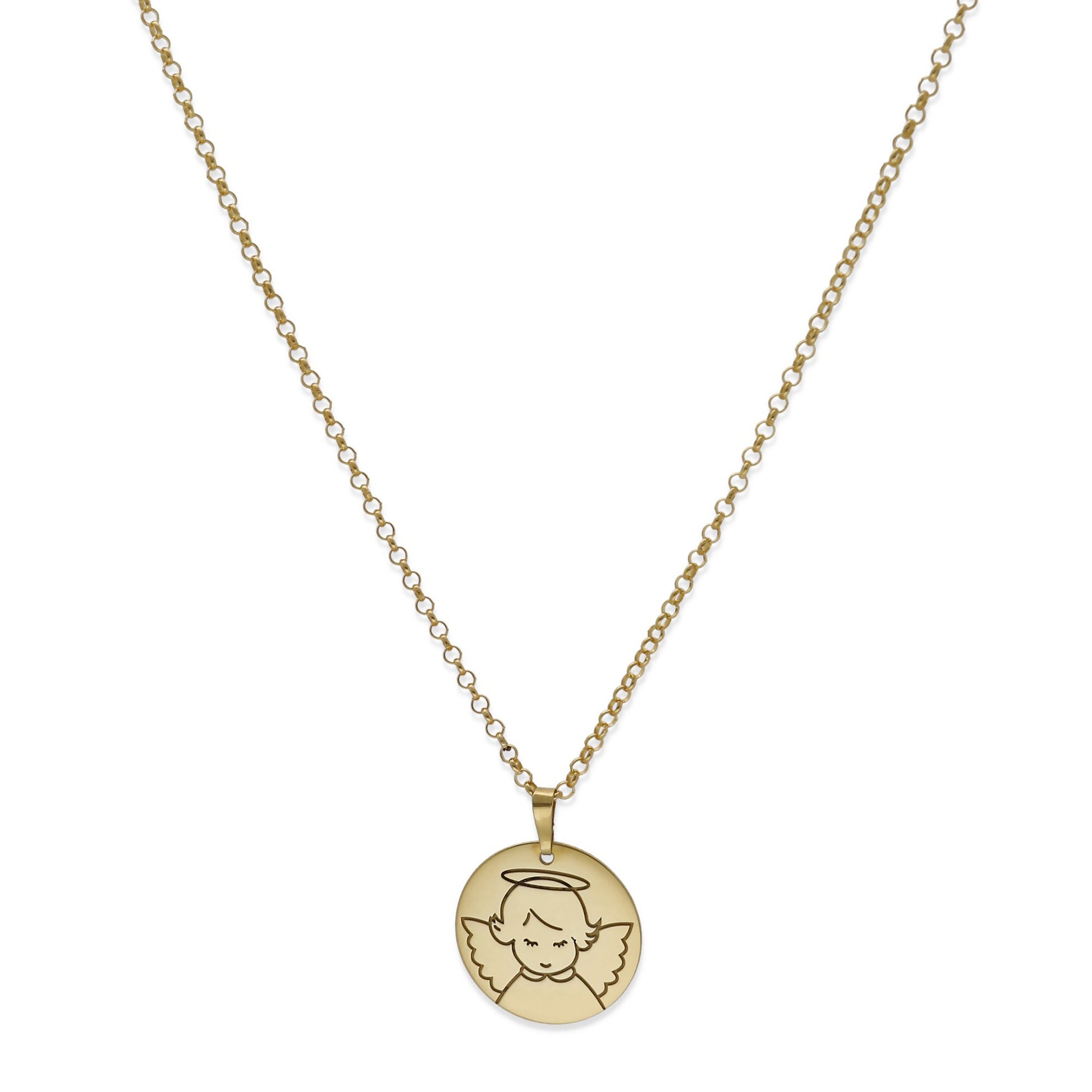 Colgante Medalla Ángel Comunión en Plata de Ley 925 y baño Oro rosa 18k