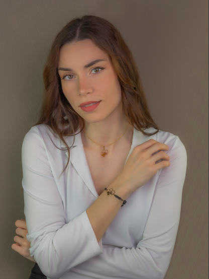 Pulsera Maia en Plata de Ley 925 con baño Oro 18k y macramé