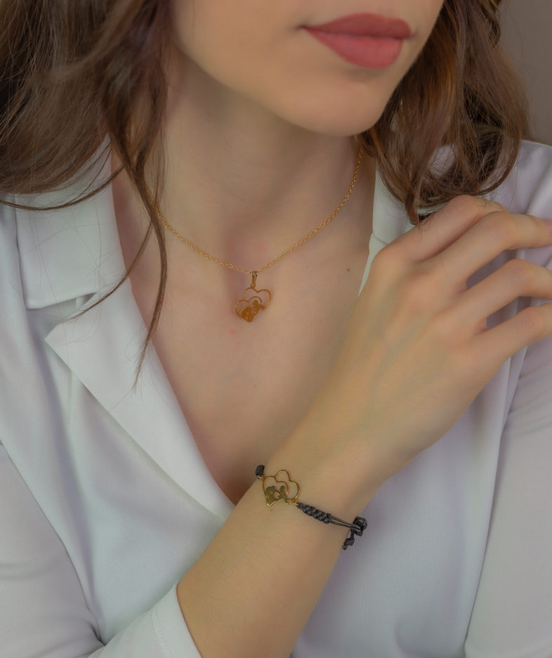 Pulsera Maia en Plata de Ley 925 con baño Oro 18k y macramé