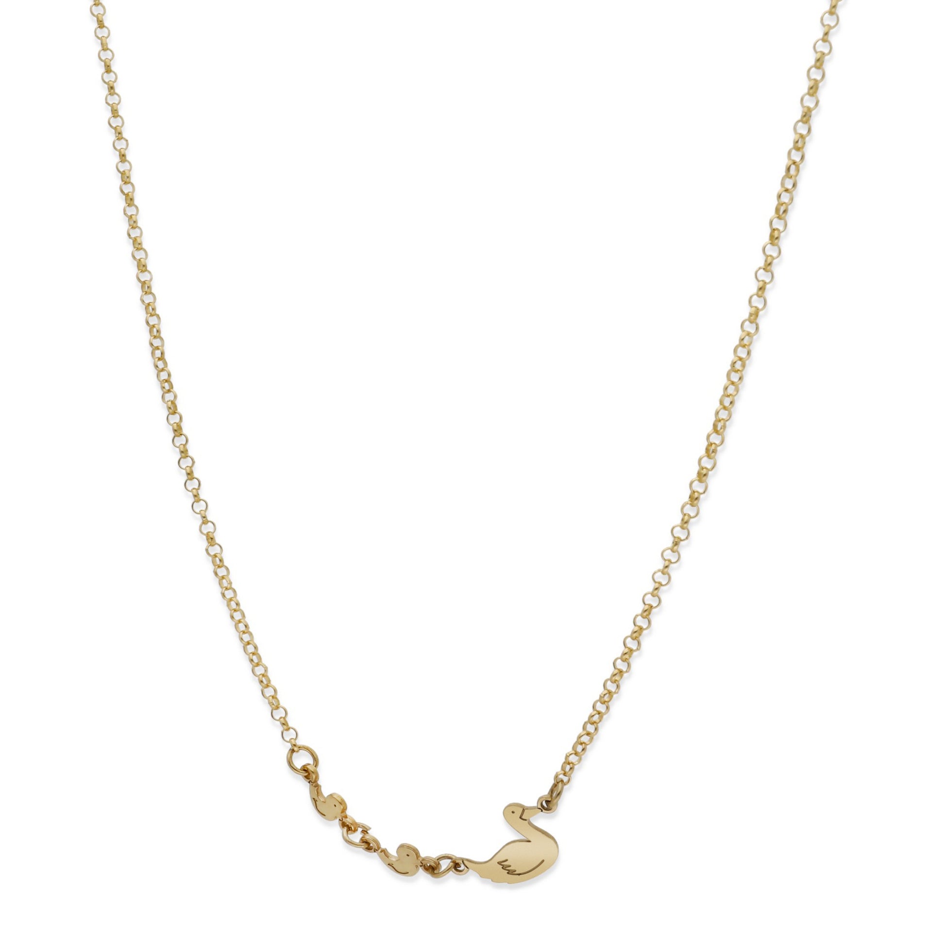 Colgante Patitos en Plata de Ley 925 y baño Oro 18k
