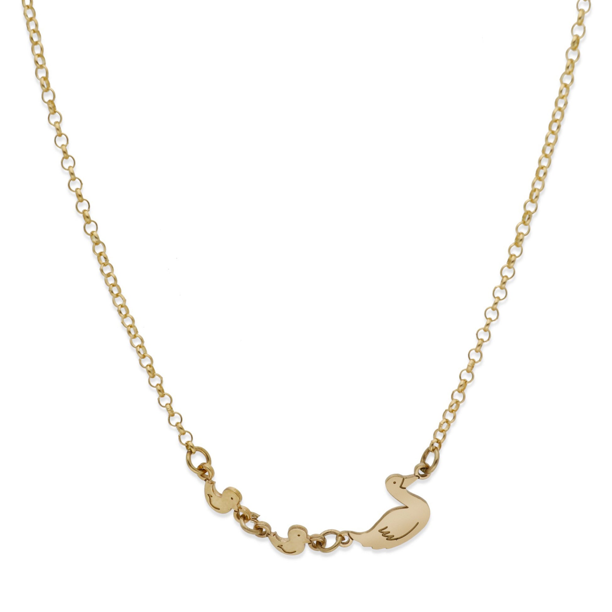 Colgante Patitos en Plata de Ley 925 y baño Oro 18k