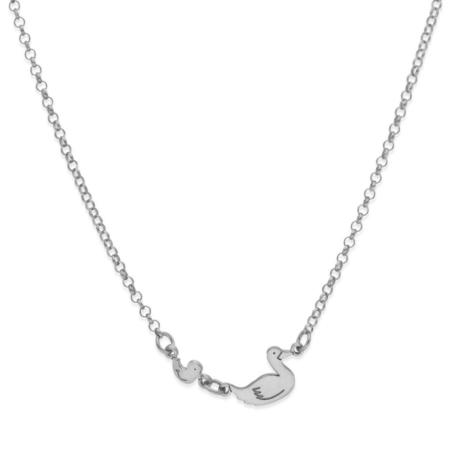 Colgante Patitos en Plata de Ley 925 y baño Oro rosa 18k