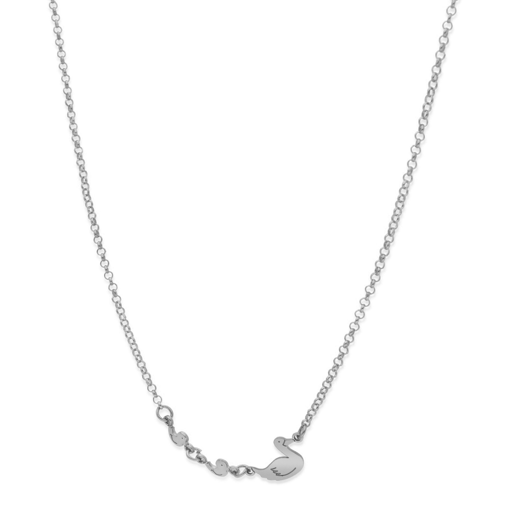 Colgante Patitos en Plata de Ley 925 y baño Oro rosa 18k