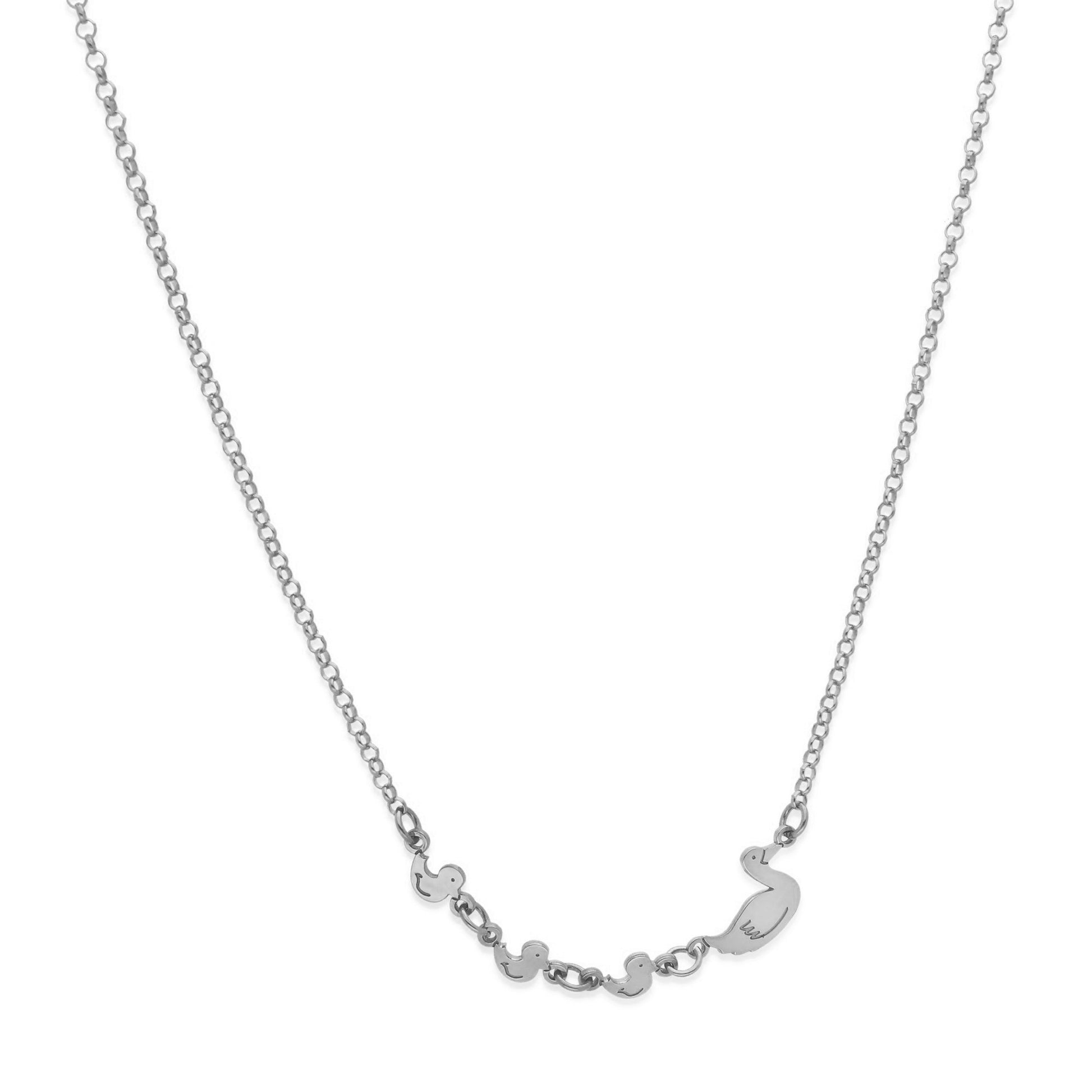 Colgante Patitos en Plata de Ley 925 y baño Oro rosa 18k