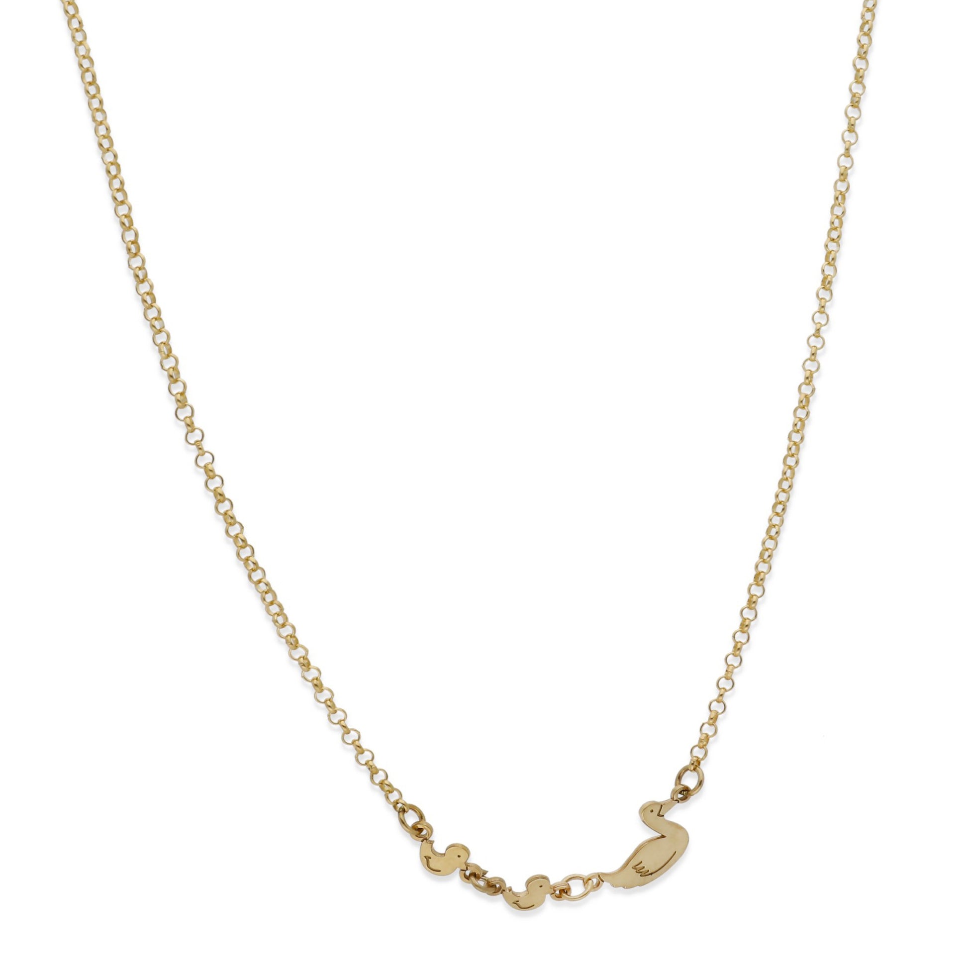 Colgante Patitos en Plata de Ley 925 y baño Oro rosa 18k