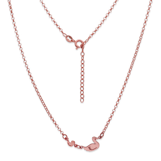 Colgante Patitos en Plata de Ley 925 y baño Oro rosa 18k