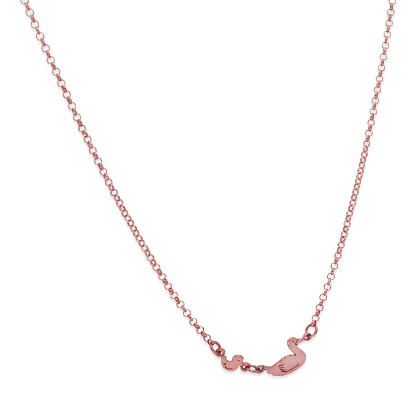 Colgante Patitos en Plata de Ley 925 y baño Oro rosa 18k