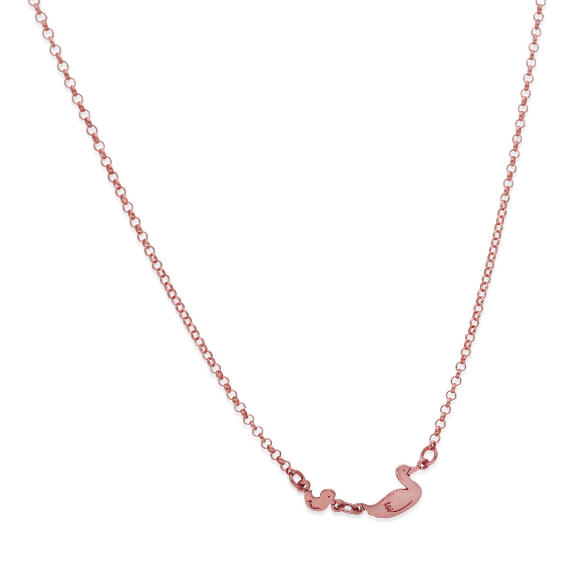 Colgante Patitos en Plata de Ley 925 y baño Oro rosa 18k