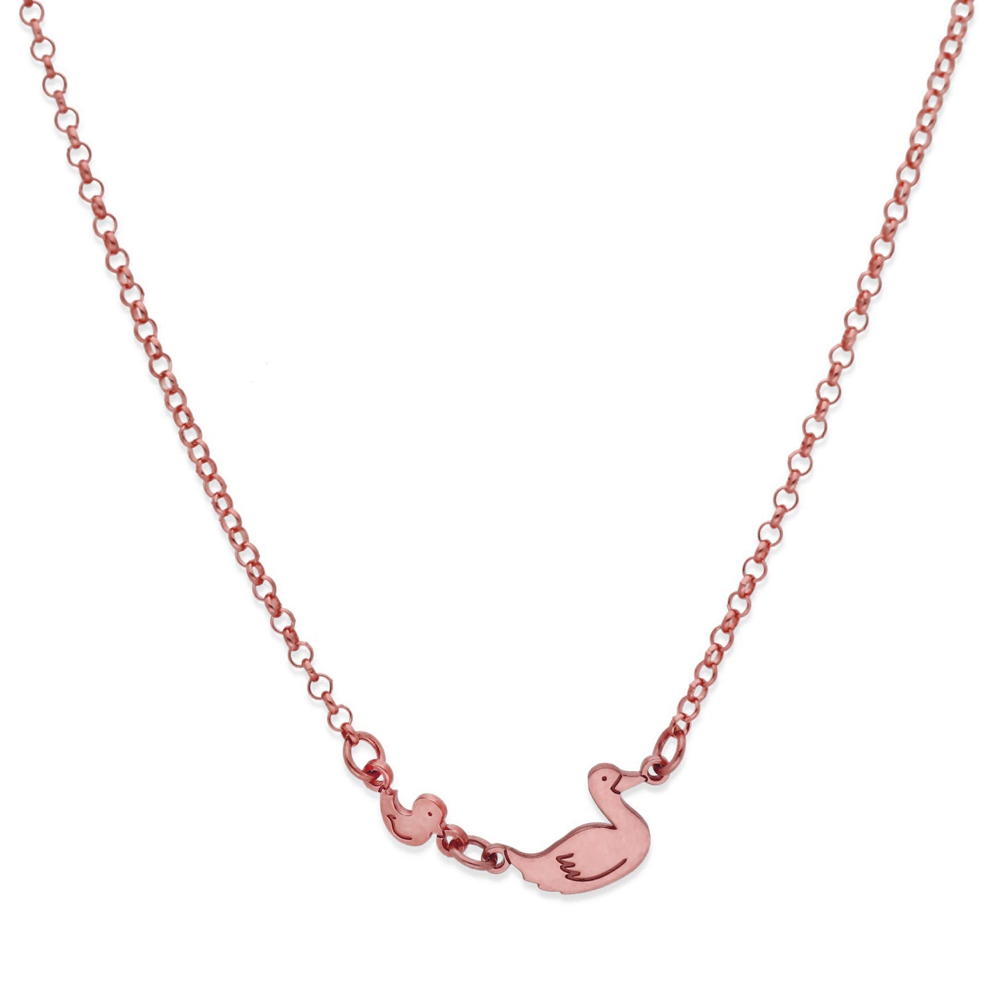 Colgante Patitos en Plata de Ley 925 y baño Oro rosa 18k