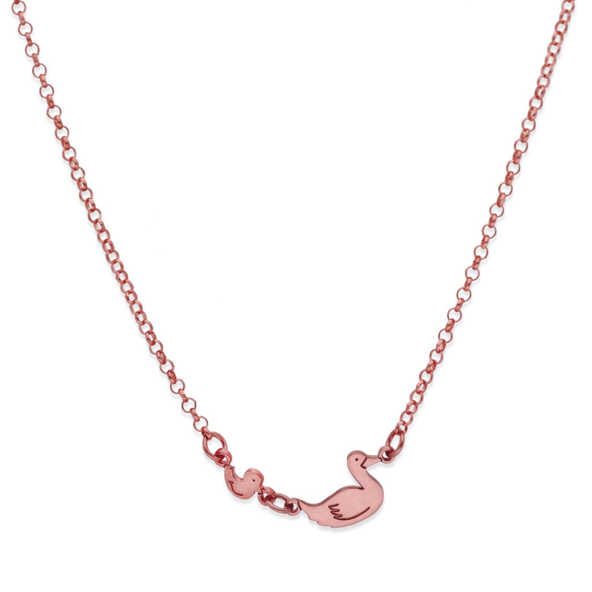 Colgante Patitos en Plata de Ley 925 y baño Oro rosa 18k