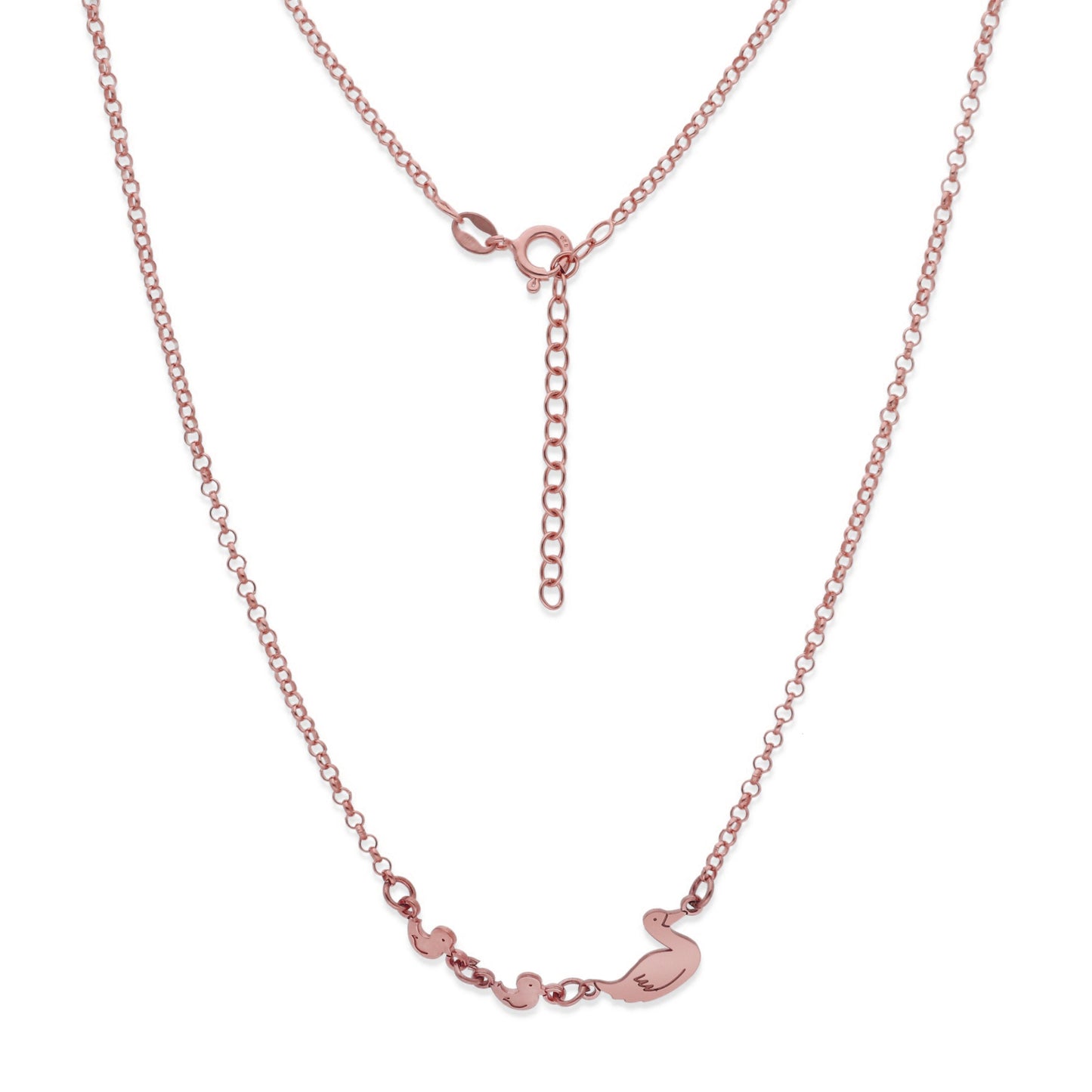 Colgante Patitos en Plata de Ley 925 y baño Oro rosa 18k